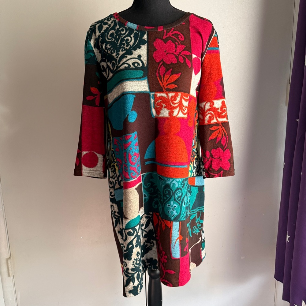 Papillon Paisley Abstract Artsy Tunic Dress Whimsy Women’s Size Large